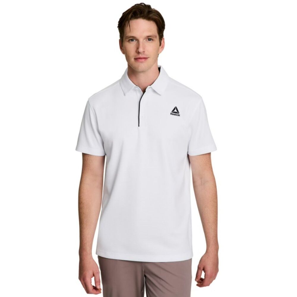 NEW NWT Mens Sz 2XL White Athletic Moisture Wicking Logo Polo Shirt REEBOK